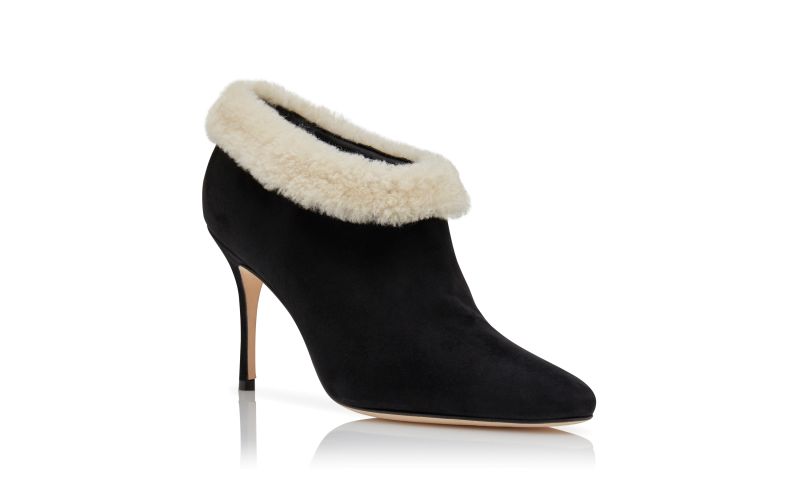 Escaria, Black and Cream Suede Ankle Boots - US$1,225.00