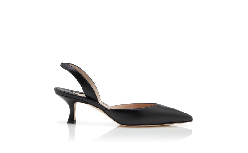 Side view of Carolyne 50, Black Nappa Leather Slingback Pumps - US$795.00