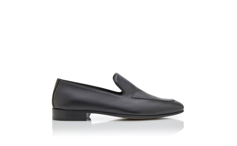Side view of Truro, Black Calf Leather Loafers  - £725.00