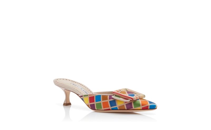 Maysalebi, Multicoloured Silk Buckle Detail Mules - US$995.00