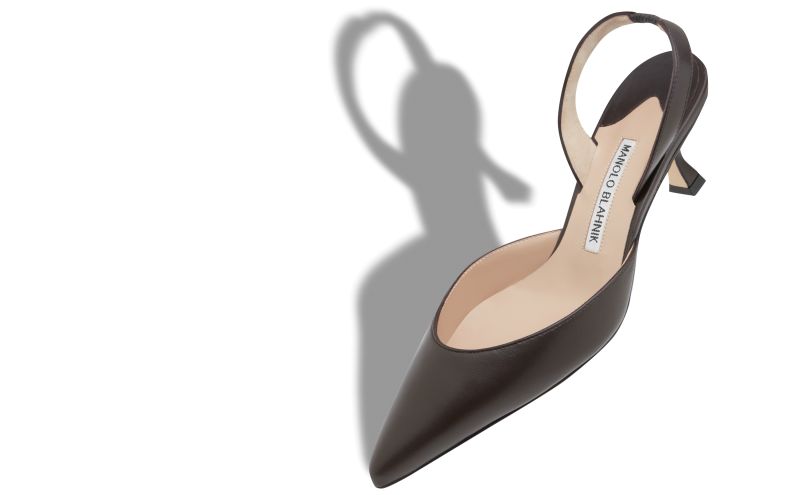 Carolyne 50, Brown Nappa Leather Slingback Pumps - £625.00