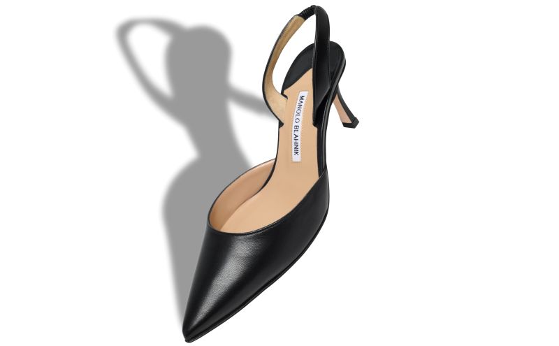 Carolyne 70, Black Leather Slingback Pumps - US$695.00