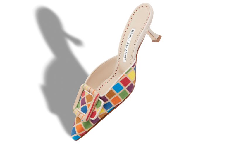 Maysalebi, Multicoloured Silk Buckle Detail Mules - US$995.00