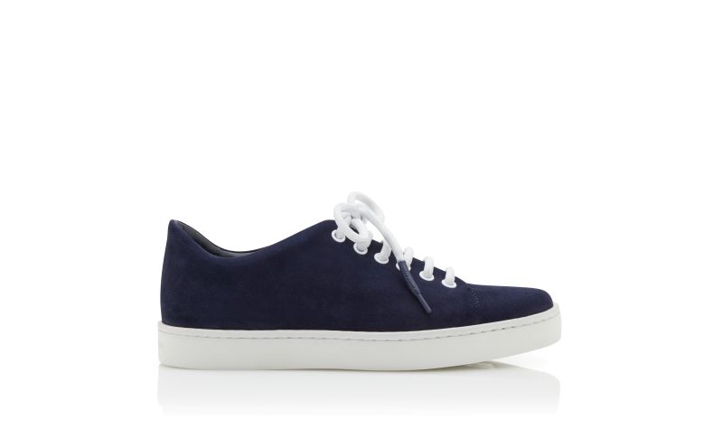 Side view of Semanada, Navy Blue Suede Lace-Up Sneakers 
 - AU$1,035.00