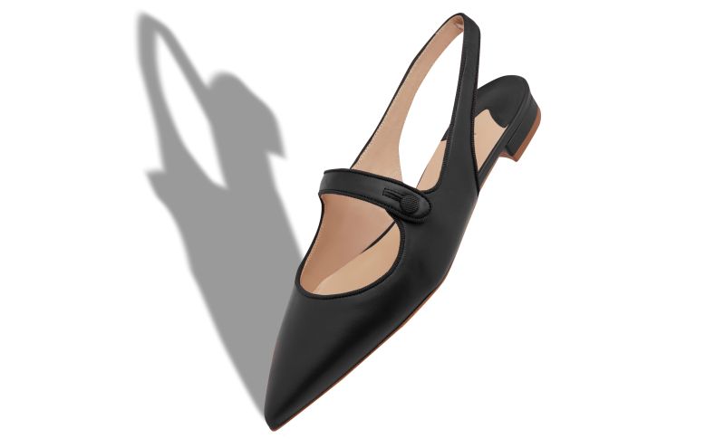 Campariflatsli, Black Nappa Leather Slingback Flat Pumps - £715.00