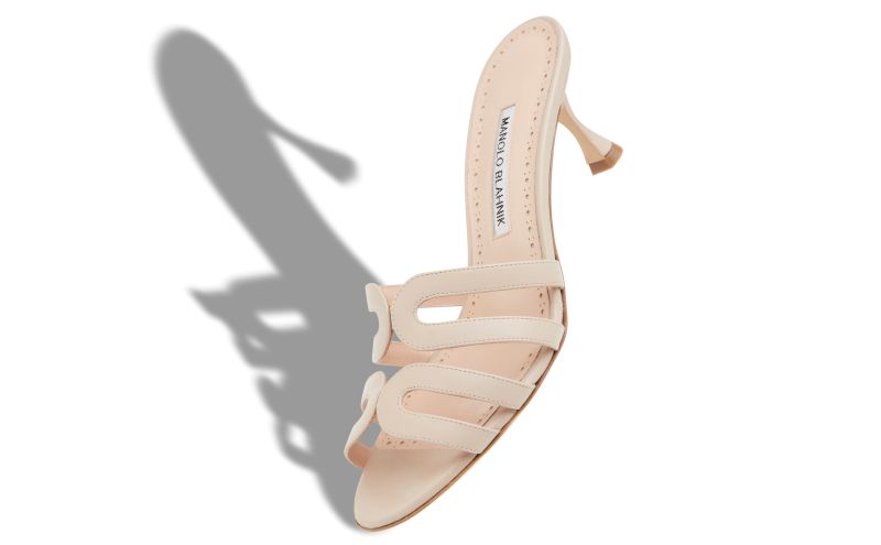 Ahwak, Light Beige Calf Leather Mules - US$945.00