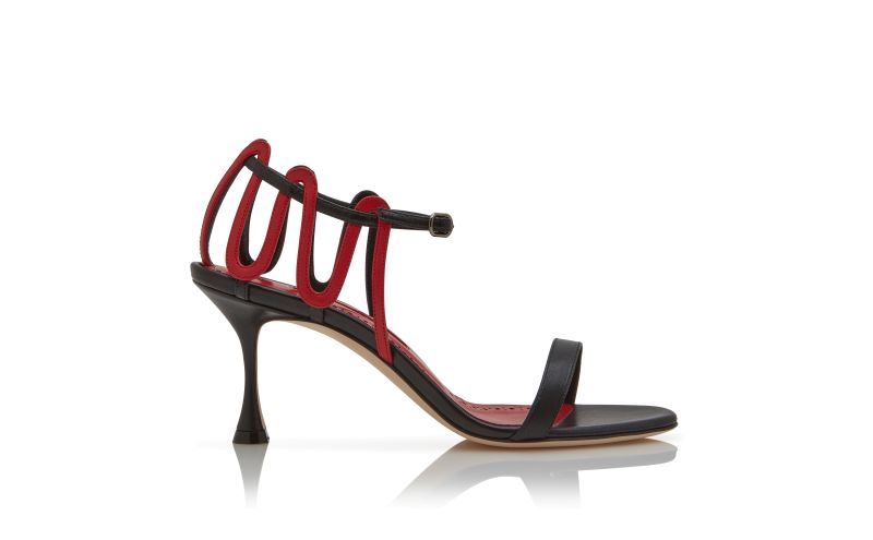 Side view of Chafarsan, Black and Red Nappa Leather Strappy Sandals  - €975.00