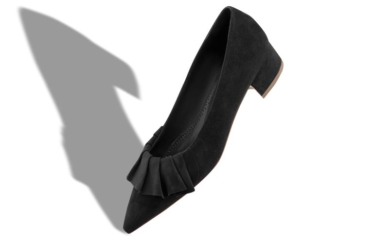 Espan, Black Suede Ruffled Pumps - US$925.00