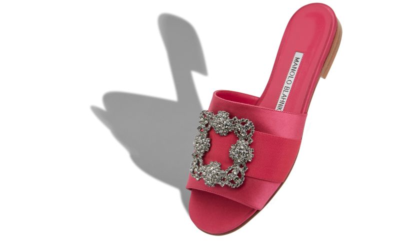 Martamod, Pink Satin Jewel Buckled Flat Sandals
 - US$1,175.00