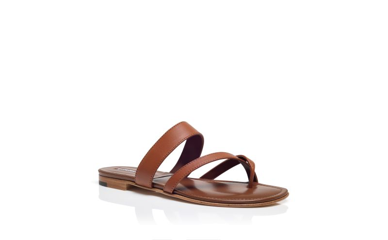 Susa, Brown Nappa Leather Crossover Flat Sandals  - US$825.00