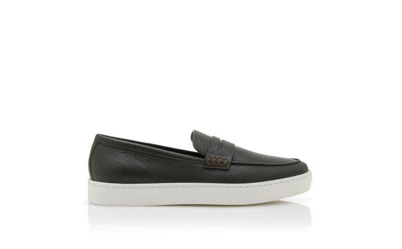 Side view of Ellis, Dark Green Calf Leather Slip-On Loafers - AU$1,115.00