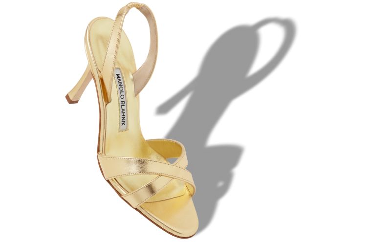 Callasli, Gold Nappa Leather Slingback Sandals - US$795.00 