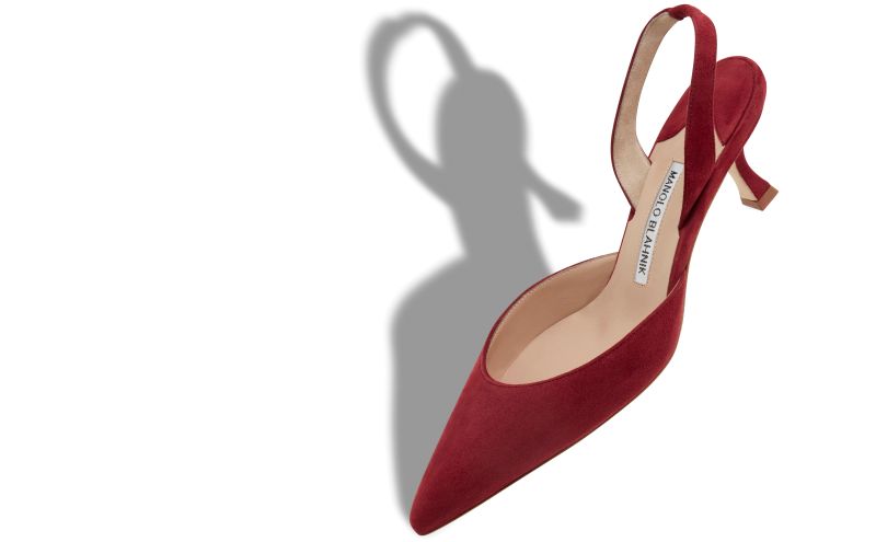 Carolyne, Dark Red Suede Slingback Pumps - US$398.00