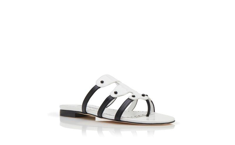 Syracusaflat, White Patent Leather Flat Sandals  - US$423.00