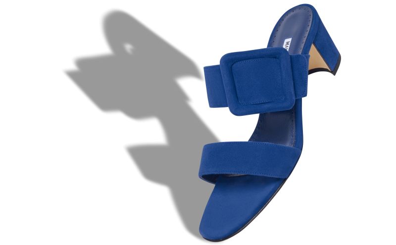 Titubanew, Blue Suede Mules - US$925.00