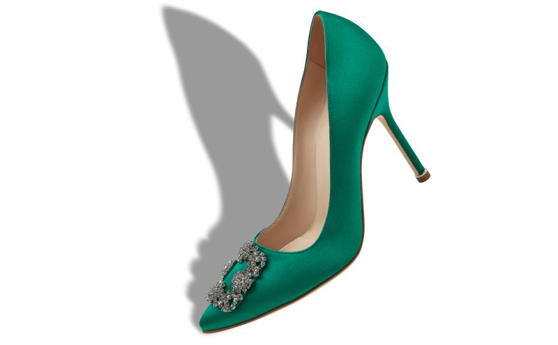 Hangisi, Green Satin Jewel Buckle Pumps - AU$2,135.00