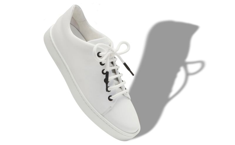Semanada, White Calf Leather Low Cut Sneakers - AU$1,035.00 