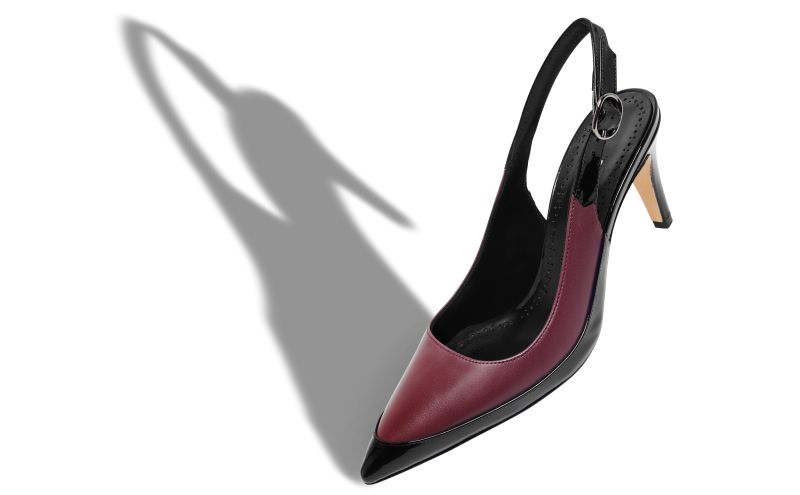 Telemaca, Black and Red Nappa Leather Slingback Pumps - US$448.00