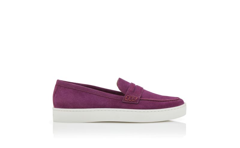 Side view of Ellis, Dark Purple Suede Slip-On Loafers - £288.00