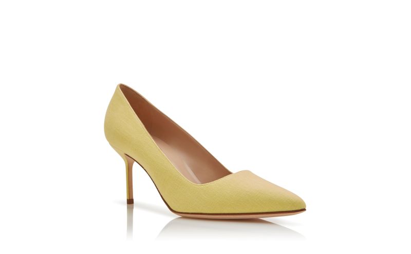 Bb 70, Yellow Linen Pointed Toe Pumps - US$795.00