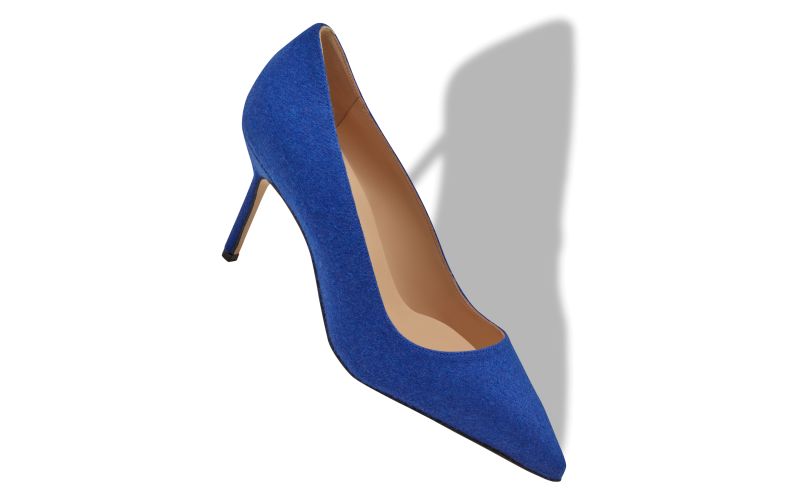 Bb 90, Blue Wool Pointed Toe Pumps - £298.00 