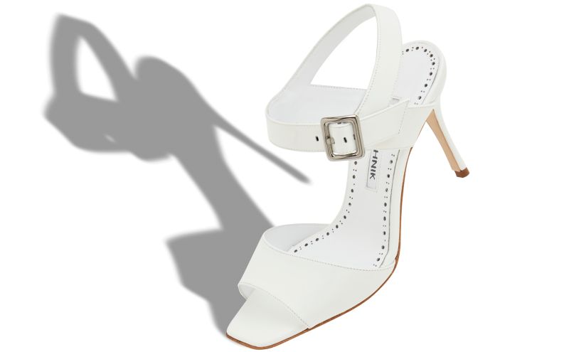 Fairu, White Patent Leather Slingback Sandals  - €795.00