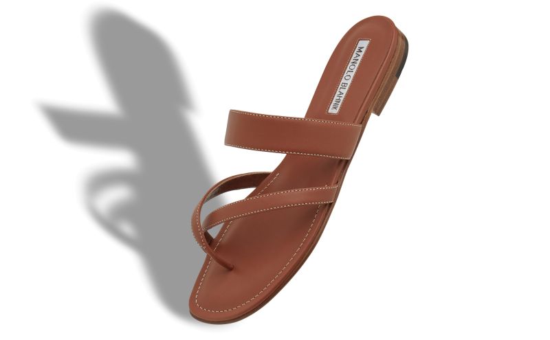 Susacru, Brown Calf Leather Crossover Flat Sandals - AU$1,205.00