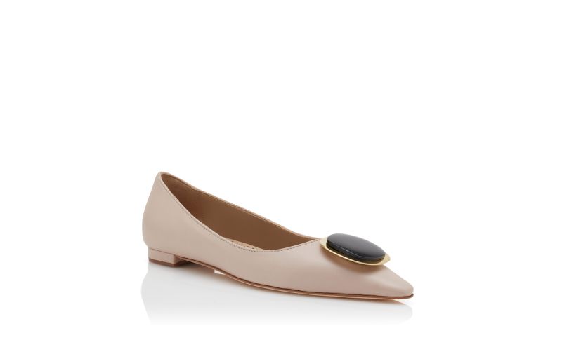 Chiaranflat, Beige Nappa Leather Pointed Toe Flat Pumps - US$1,025.00