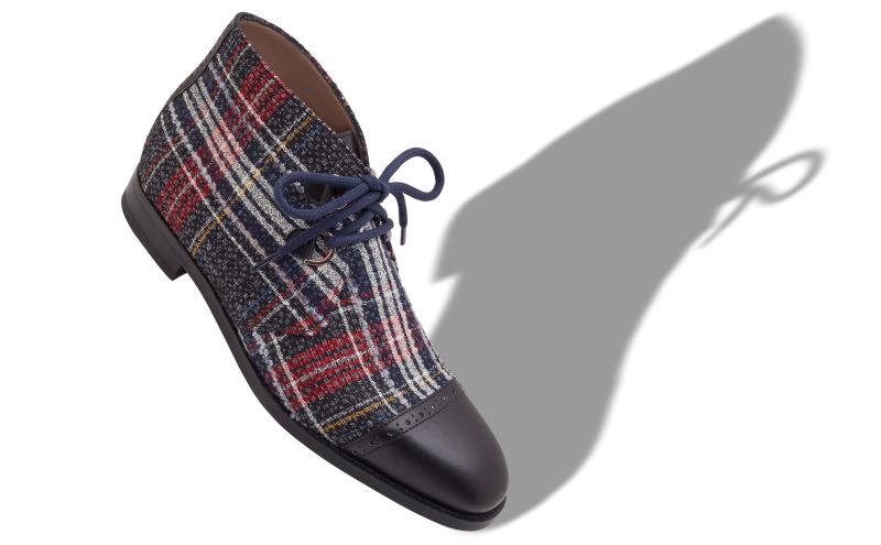 Polar, Black, White and Red Tartan Ankle Boots - US$995.00 