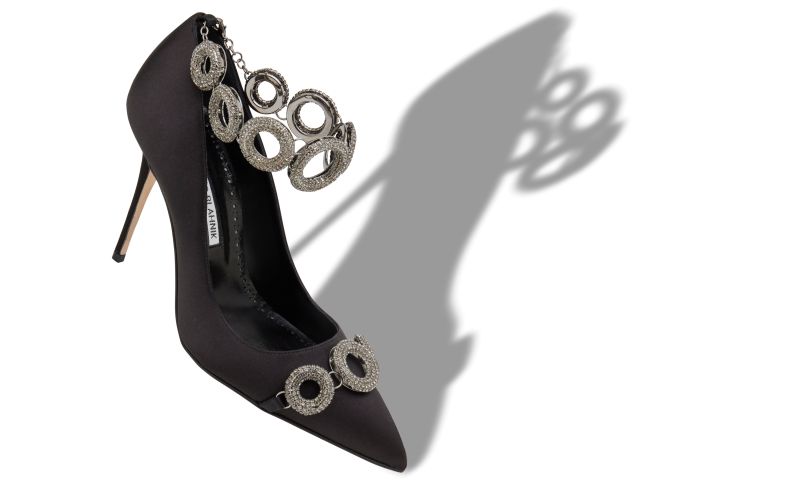 Istera, Black Satin Embellished Pumps - £1,197.00 