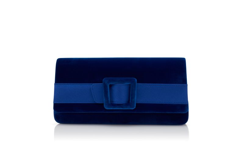 Side view of Maygot, Blue Velvet Buckle Clutch - AU$2,825.00