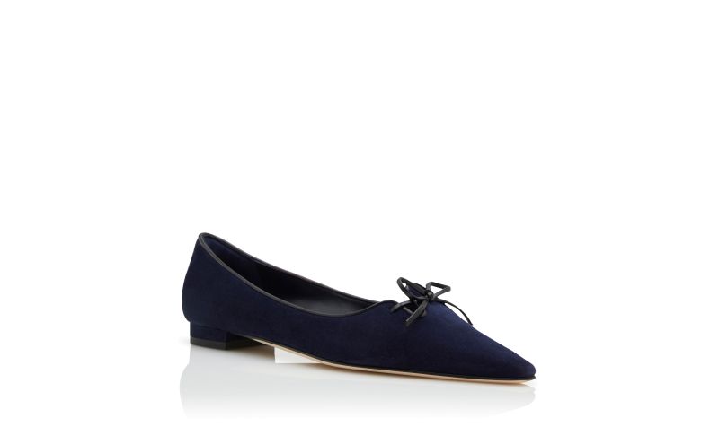 Esmaa, Navy Blue Suede Ballerina Flats  - US$895.00