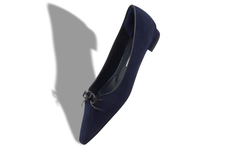 Esmaa, Navy Blue Suede Ballerina Flats  - US$895.00