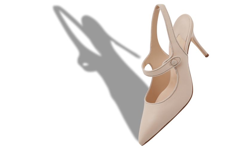 Camparisli, Beige Nappa Leather Pointed Toe Slingback Pumps - US$965.00