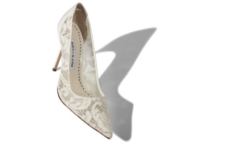 Bbla bride, White Lace Pointed Toe Pumps - AU$1,305.00 
