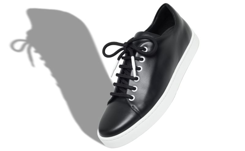 Semanada, Black Calf Leather Lace-Up Sneakers  - US$695.00