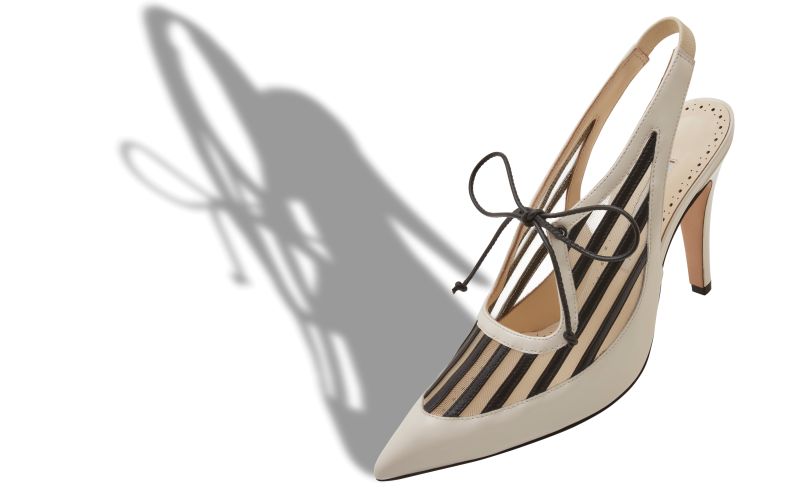 Khalilac, Light Cream and Black Patent Leather Slingback Pumps  - AU$1,705.00