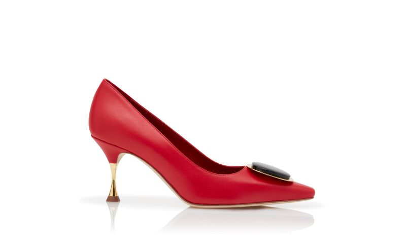 Side view of Chiaran, Red Nappa Leather Pointed Toe Pumps - €945.00