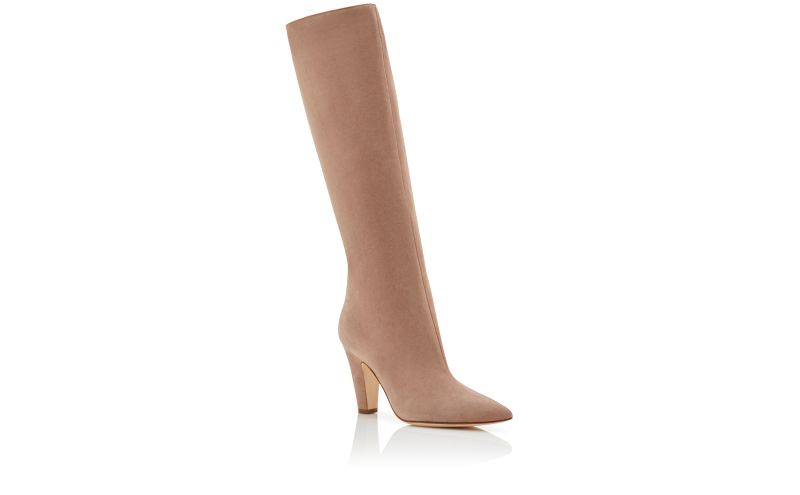 Lina, Dark Beige Suede Knee High Boots - US$1,595.00