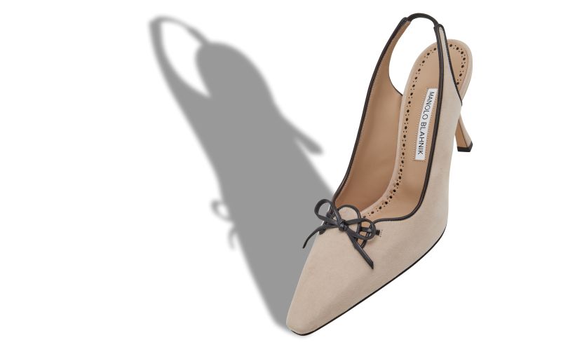 Farid, Light Beige Suede Slingback Pumps - CA$1,385.00