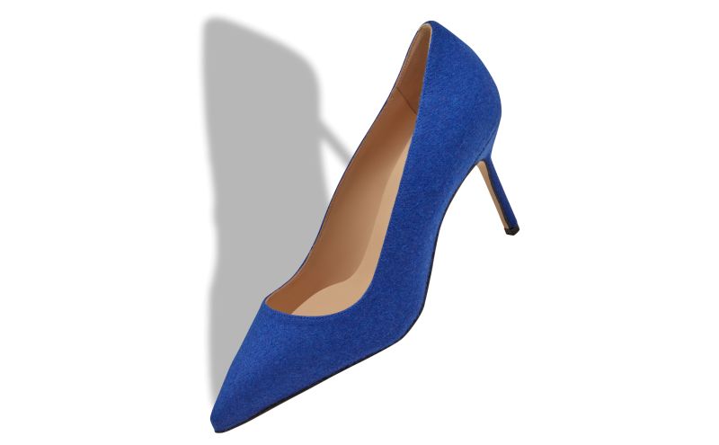 Bb 90, Blue Wool Pointed Toe Pumps - £298.00