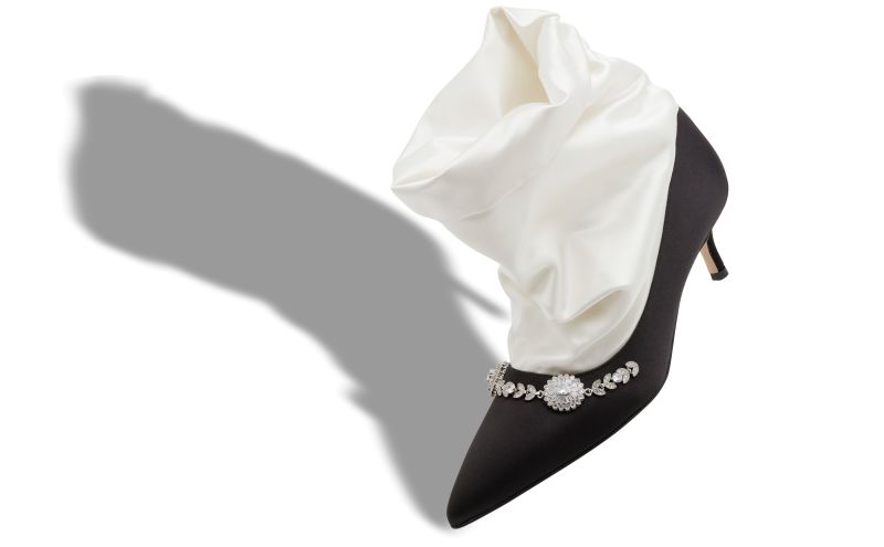 Lamik, Black and Cream Satin Shoe Booties - CA$1,685.00