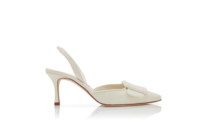 Side view of Mayslibi, Cream Calf Leather Slingback Pumps - €825.00