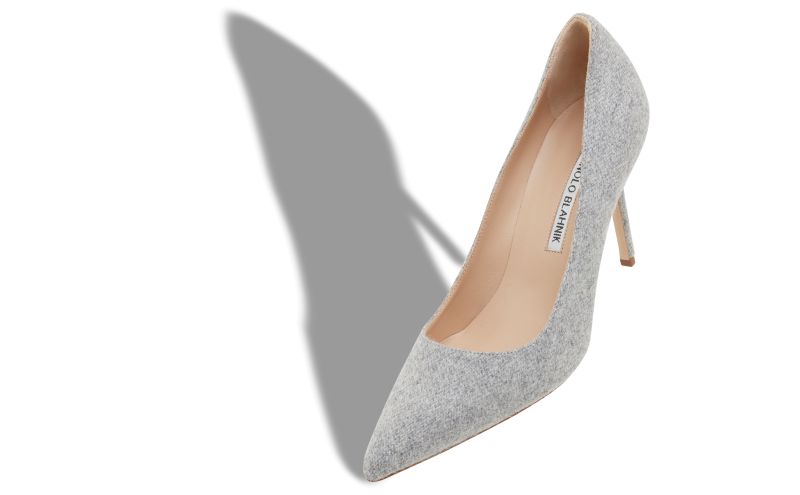 Bb 90, Grey Wool Pointed Toe Pumps - £595.00