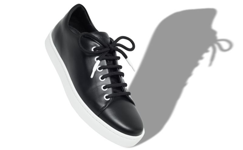 Semanada, Black Calf Leather Lace-Up Sneakers  - US$695.00 