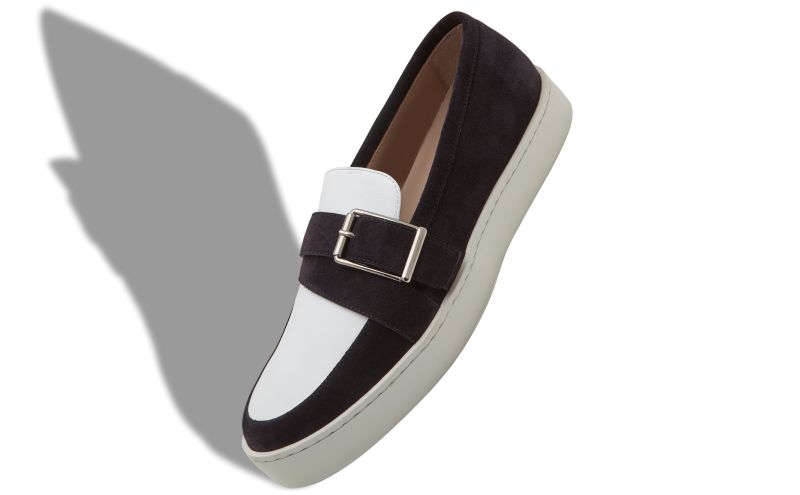 Oliver, Navy Blue and White Suede Slip-On Loafers  - US$825.00