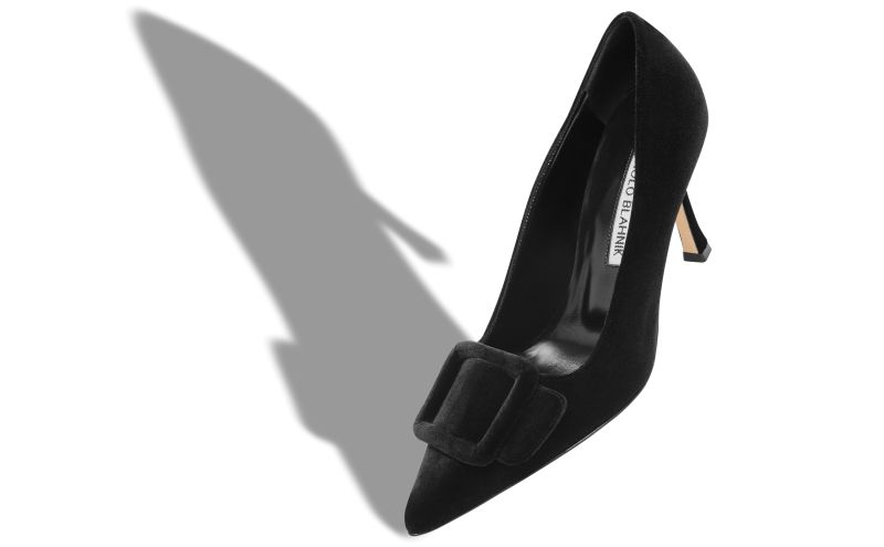 Maysalepump 90, Black Velvet Buckle Detail Pumps - US$895.00