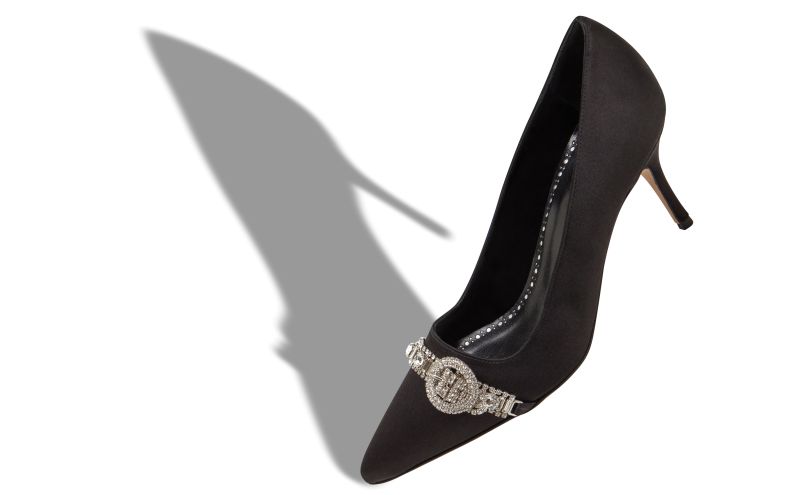 Asapump, Black Satin Jewel Embellished Pumps - €1,175.00