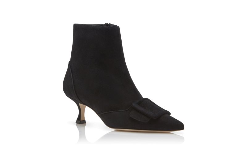 Baylow, Black Suede Buckle Detail Ankle Boots - AU$1,915.00