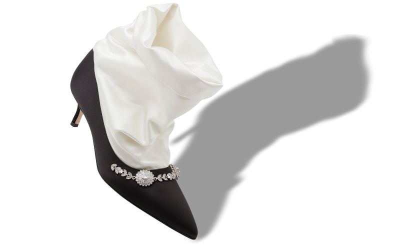 Lamik, Black and Cream Satin Shoe Booties - CA$1,685.00 